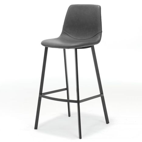 Barkruk Monza laag - leer Vintage zwart