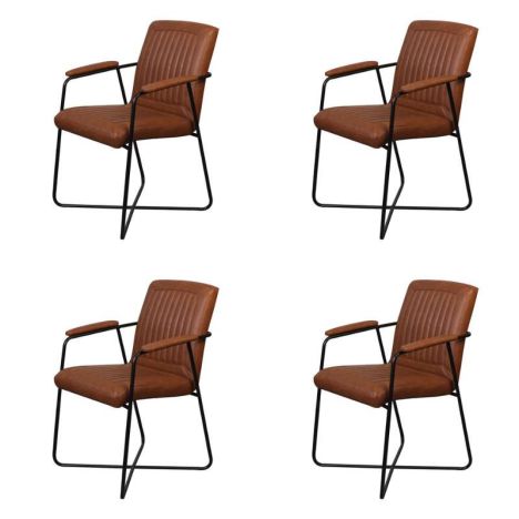 Eetkamerstoel - Henry - leer Vintage cognac (4 stuks)