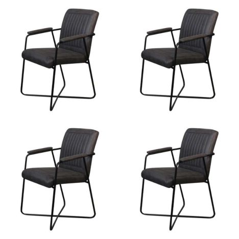 Eetkamerstoel - Henry - lederlook Soft antraciet (4 stuks)