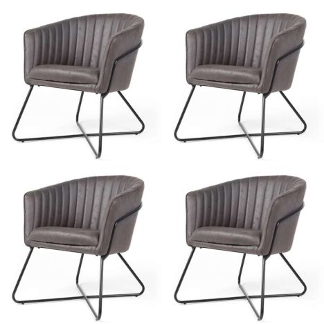 Eetkamerstoel - Nova - lederlook Soft antraciet (4 stuks)