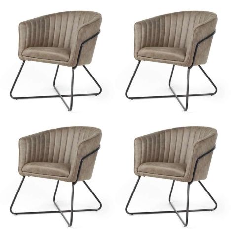 Eetkamerstoel - Nova - lederlook Soft groen (4 stuks)