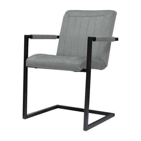 Eetkamerstoel - Lara met leuning - stof Element cementgrijs 23