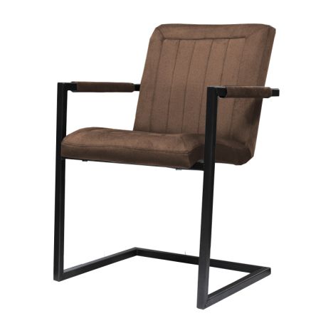 Eetkamerstoel - Lara met leuning - stof Element grijsbruin 05