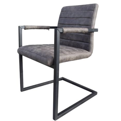 Eetkamerstoel - Apollo II - stof Cowboy retro lederlook antraciet