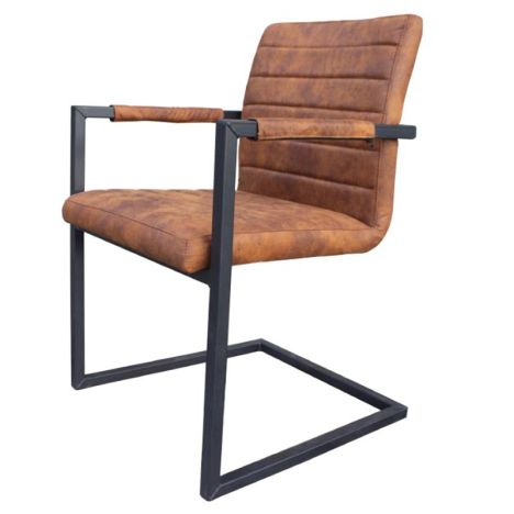 Eetkamerstoel - Apollo II - stof Cowboy retro lederlook cognac