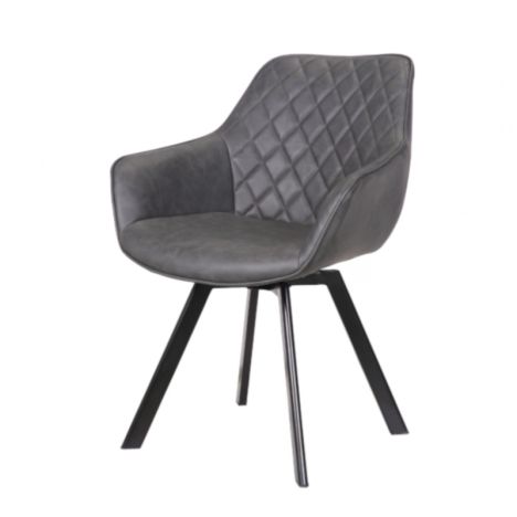 Eetkamerstoel - Ringo - Draaibaar - Lederlook antraciet