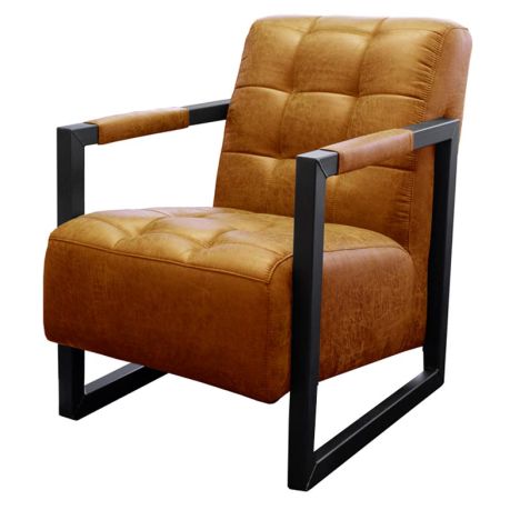 Fauteuil - Salina - lederlook Missouri cognac 03